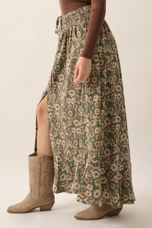 Garden-Dreamer-Tiered-Floral-Maxi-Skirt-Green-Avah