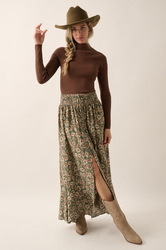 Garden-Dreamer-Tiered-Floral-Maxi-Skirt-Green-Avah