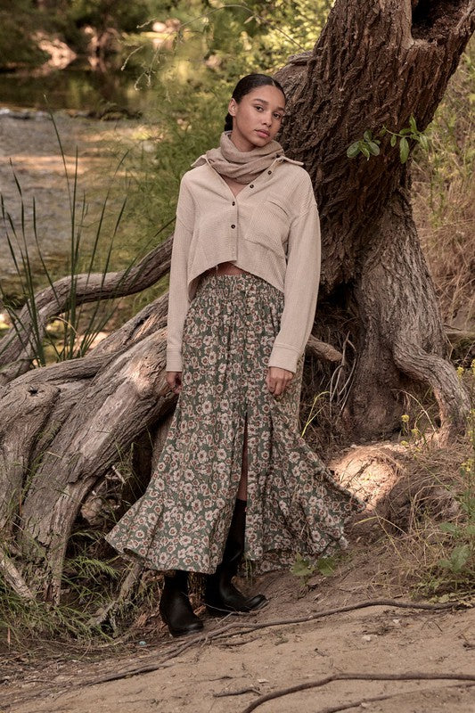 Garden-Dreamer-Tiered-Floral-Maxi-Skirt-Green-Avah