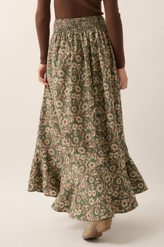 Garden-Dreamer-Tiered-Floral-Maxi-Skirt-Green-Avah