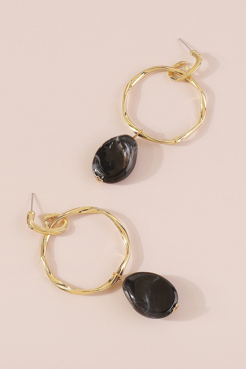 Gold-Hoop-with-Stone-Dangle-Earrings-Black-AVAH