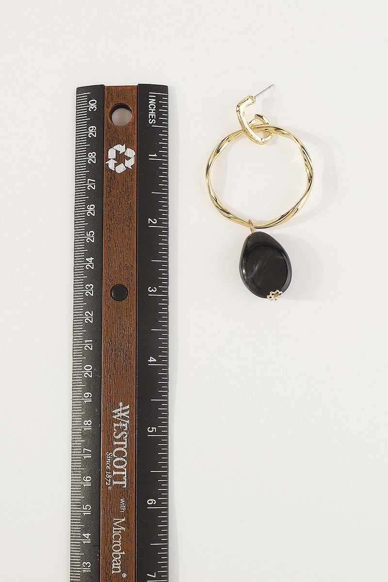 Gold-Hoop-with-Stone-Dangle-Earrings-Black-AVAH