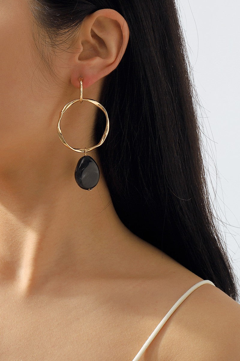 Gold-Hoop-with-Stone-Dangle-Earrings-Black-AVAH
