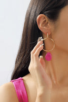Gold-Hoop-with-Stone-Dangle-Earrings-Pink-AVAH