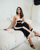 Glamour Bodycon Strapless Maxi Dress with Stripe-Avah