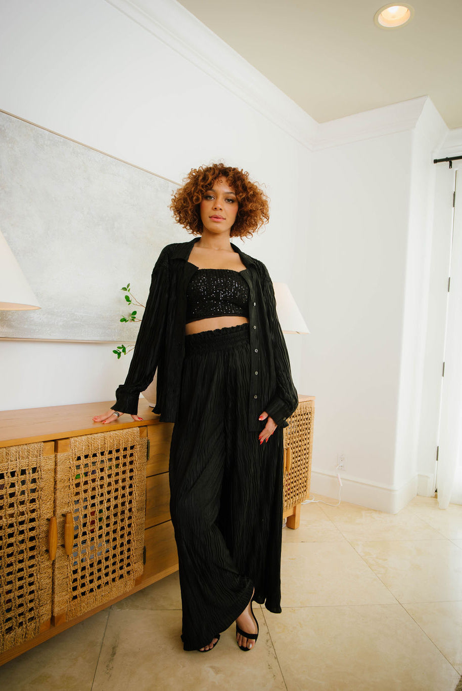 Elegance Unfolded High Waisted Wide Leg Pants - Black-AVAH