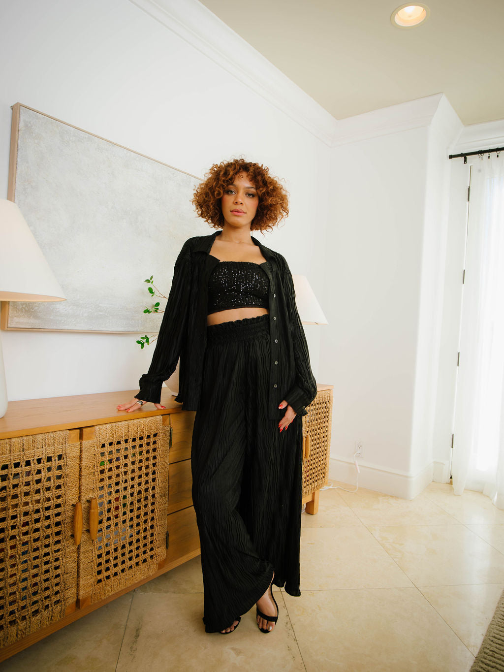 Elegance Unfolded High Waisted Wide Leg Pants - Black-AVAH