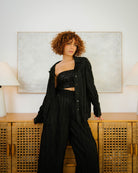 Elegance Unfolded High Waisted Wide Leg Pants - Black-AVAH