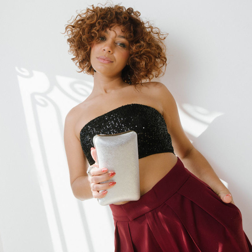 Sensation Sequin Strapless Top - black