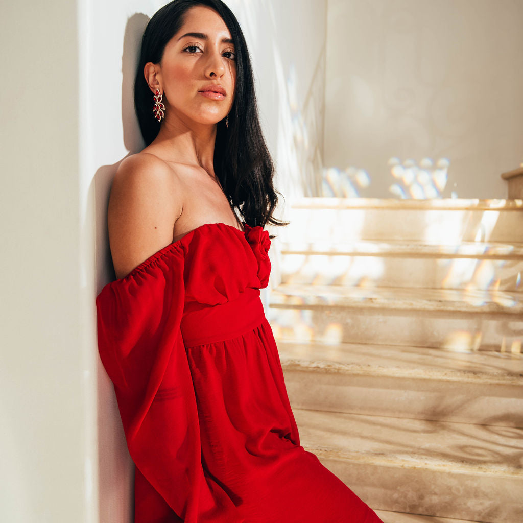 The Scarlet Scene Rosette Mini Dress