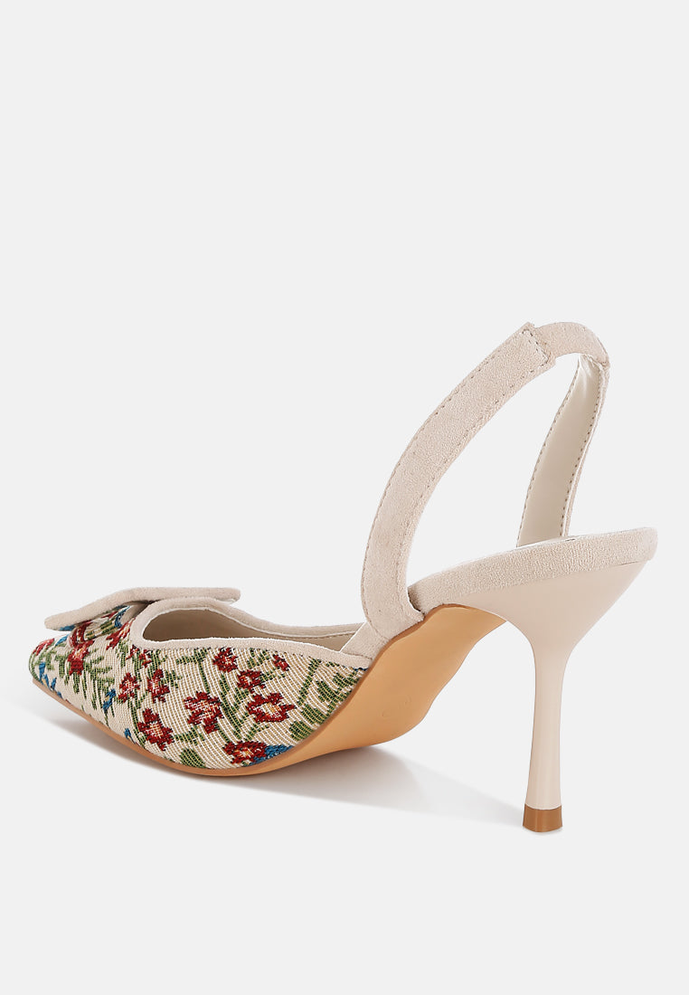 Miraya Embroidered Buckle Detail Stiletto Heels-2