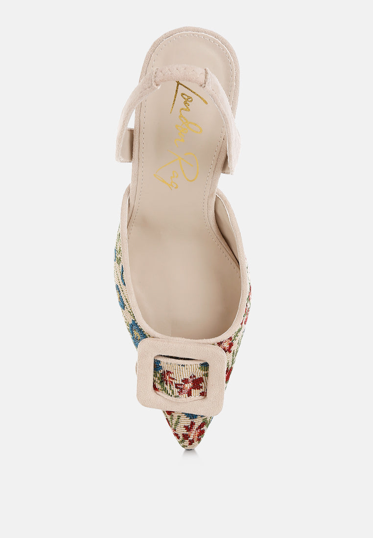 Miraya Embroidered Buckle Detail Stiletto Heels-3