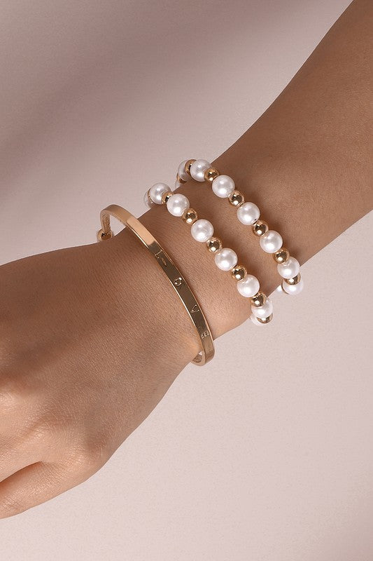 Pearls-Beaded-Elastic-Bracelets-Set-Gold-White-Avah