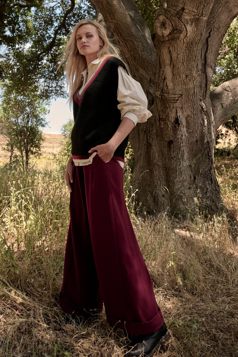 Pleated-Euphoria- High-Waisted-Pants-Deep-Magenta-Avah