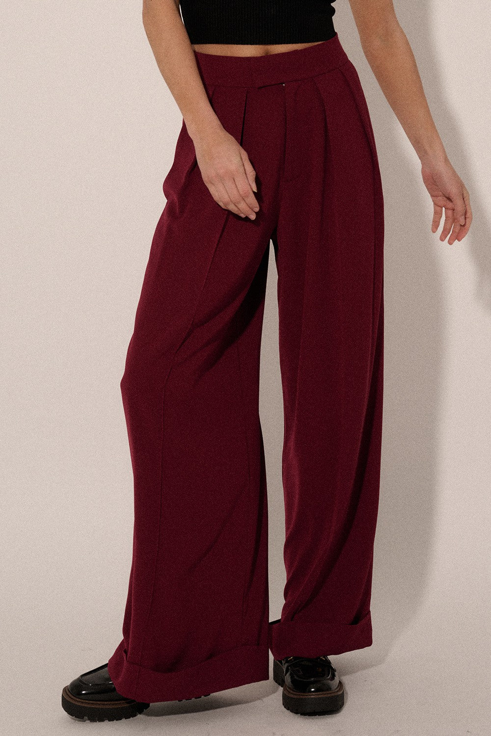 Pleated-Euphoria- High-Waisted-Pants-Deep-Magenta-Avah