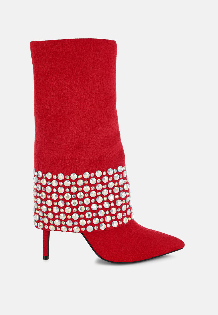 BASSO Party Diamante Studded Stiletto Boots-5
