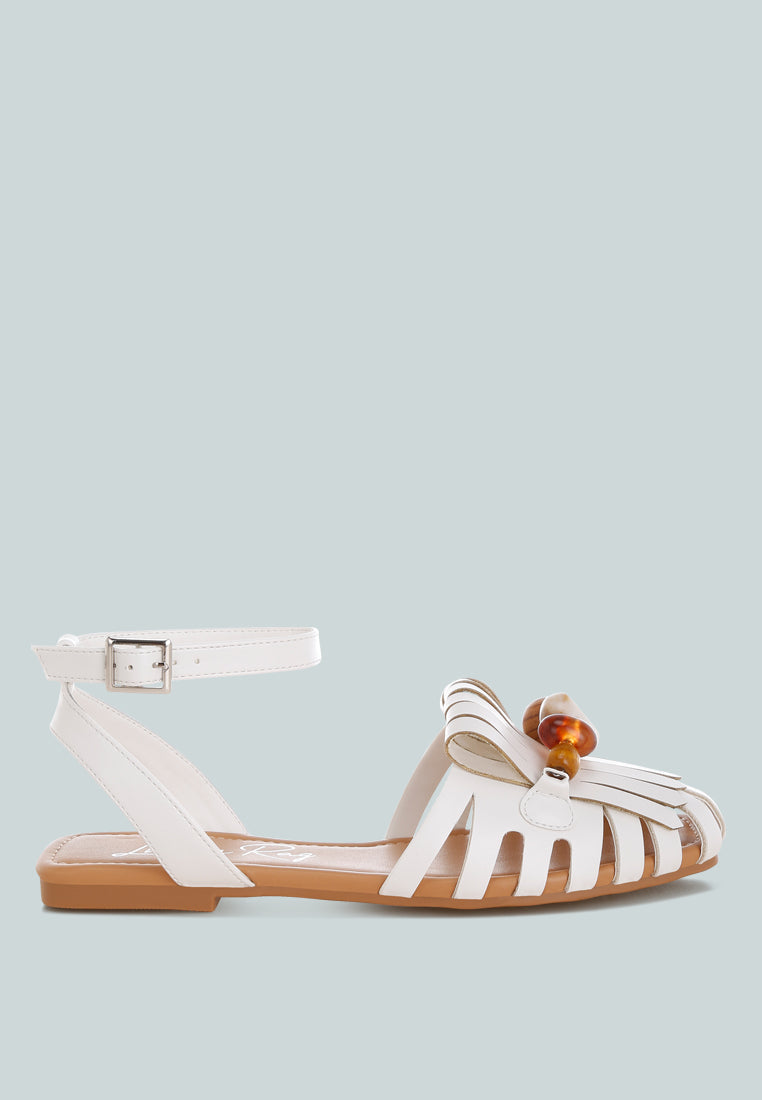 Saguara Cut Work Bead Embellished Flats-0