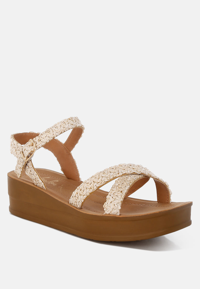 Sephone Woven Square Toe Wedges-1