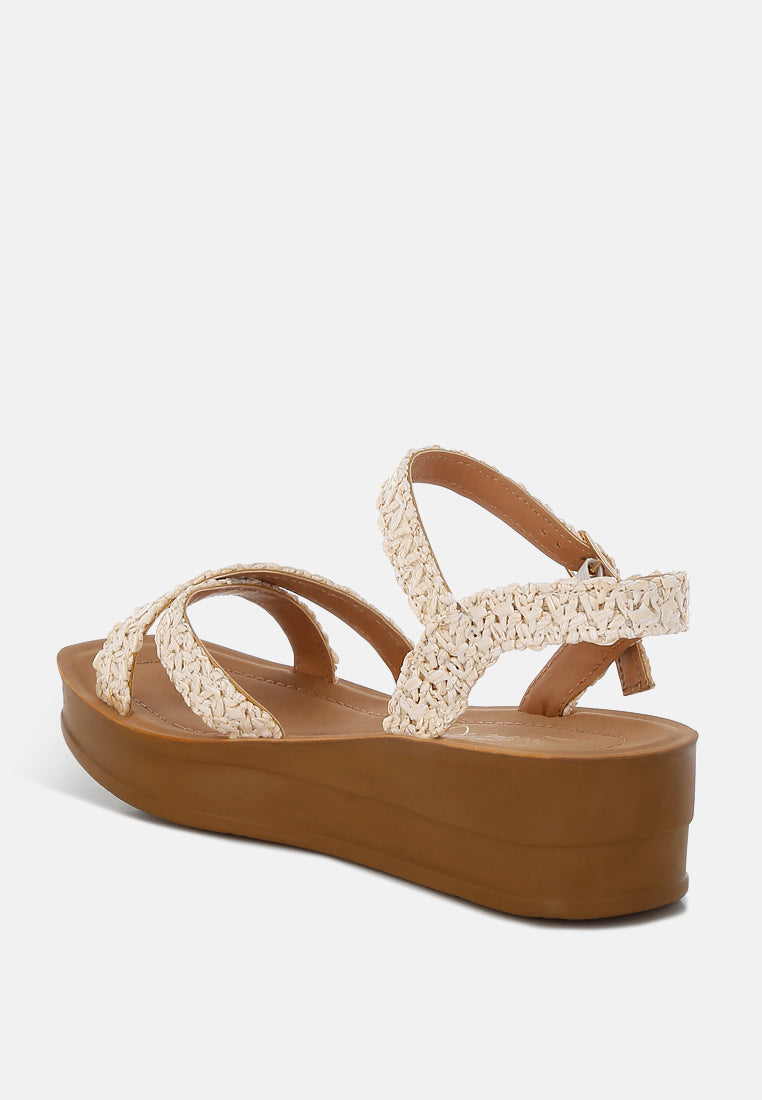 Sephone Woven Square Toe Wedges-2