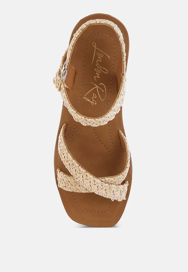 Sephone Woven Square Toe Wedges-3