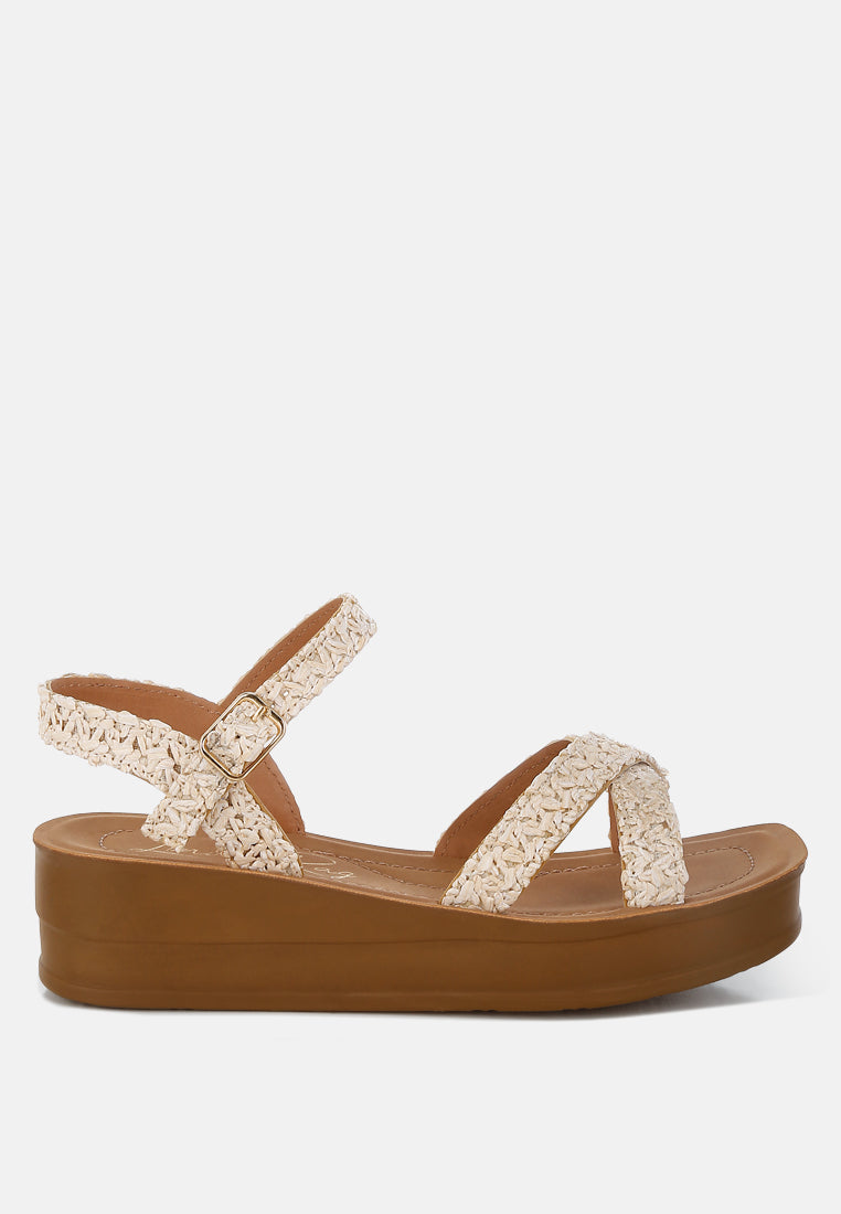 Sephone Woven Square Toe Wedges-0