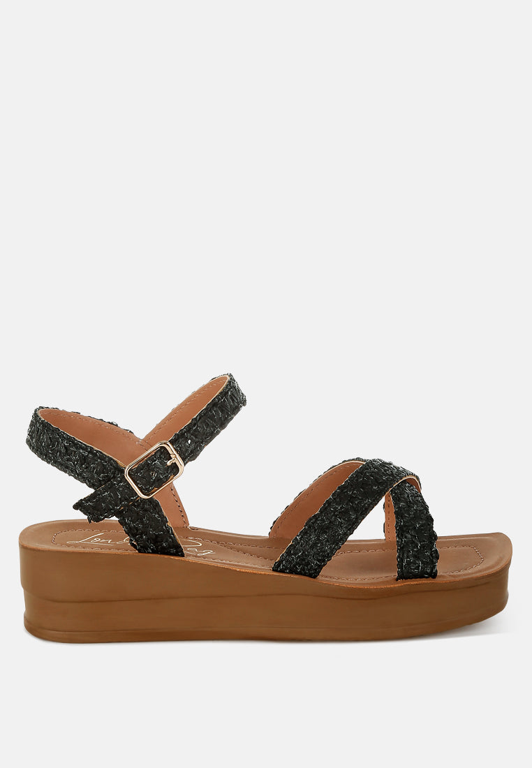 Sephone Woven Square Toe Wedges-6