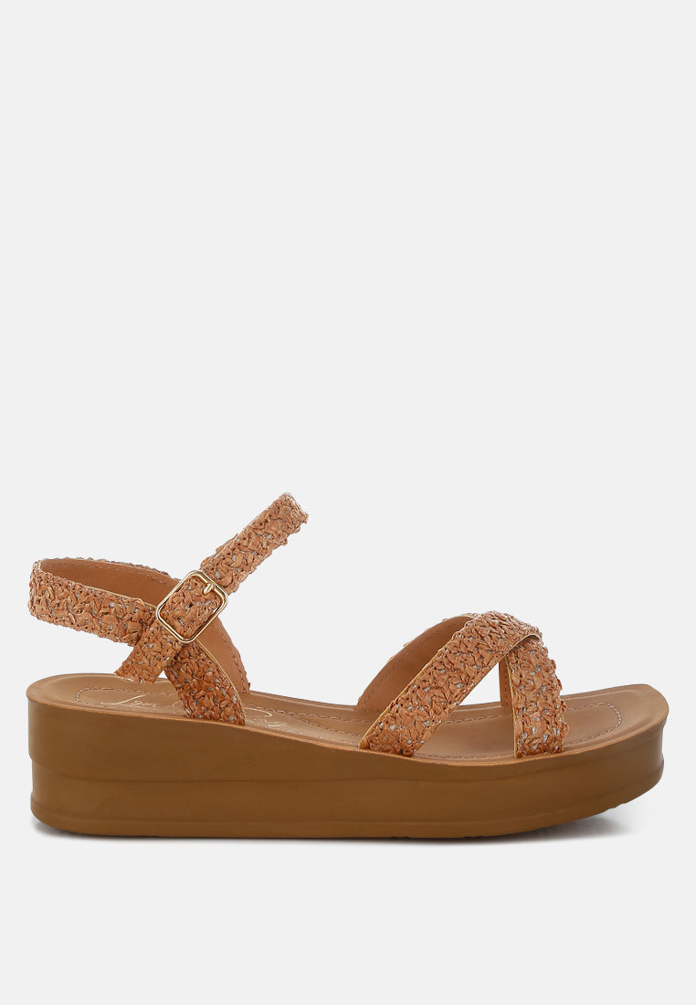 Sephone Woven Square Toe Wedges-5