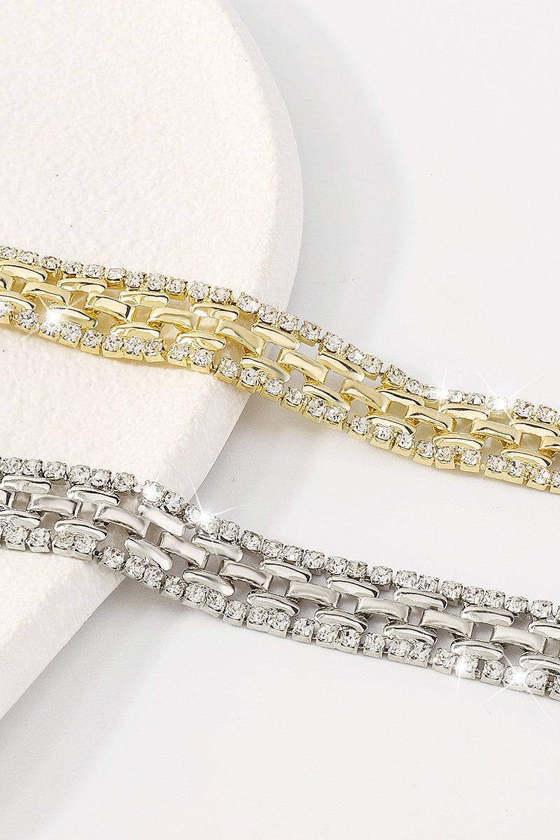 Thick-Rhinestone-Watch-Chains-Choker-Necklace-Gold-Or-Silver-AVAH