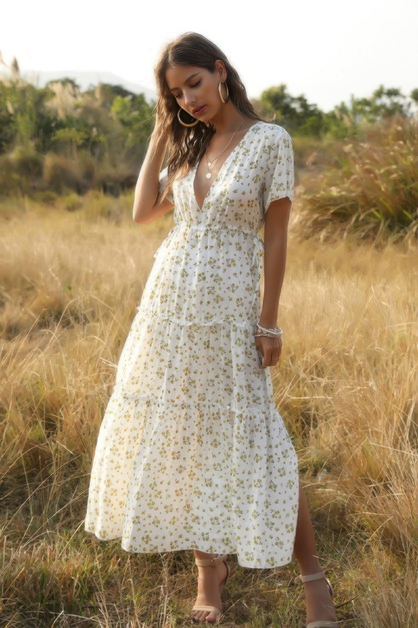 Timeless Femininity V-Neck Floral Maxi Dress
