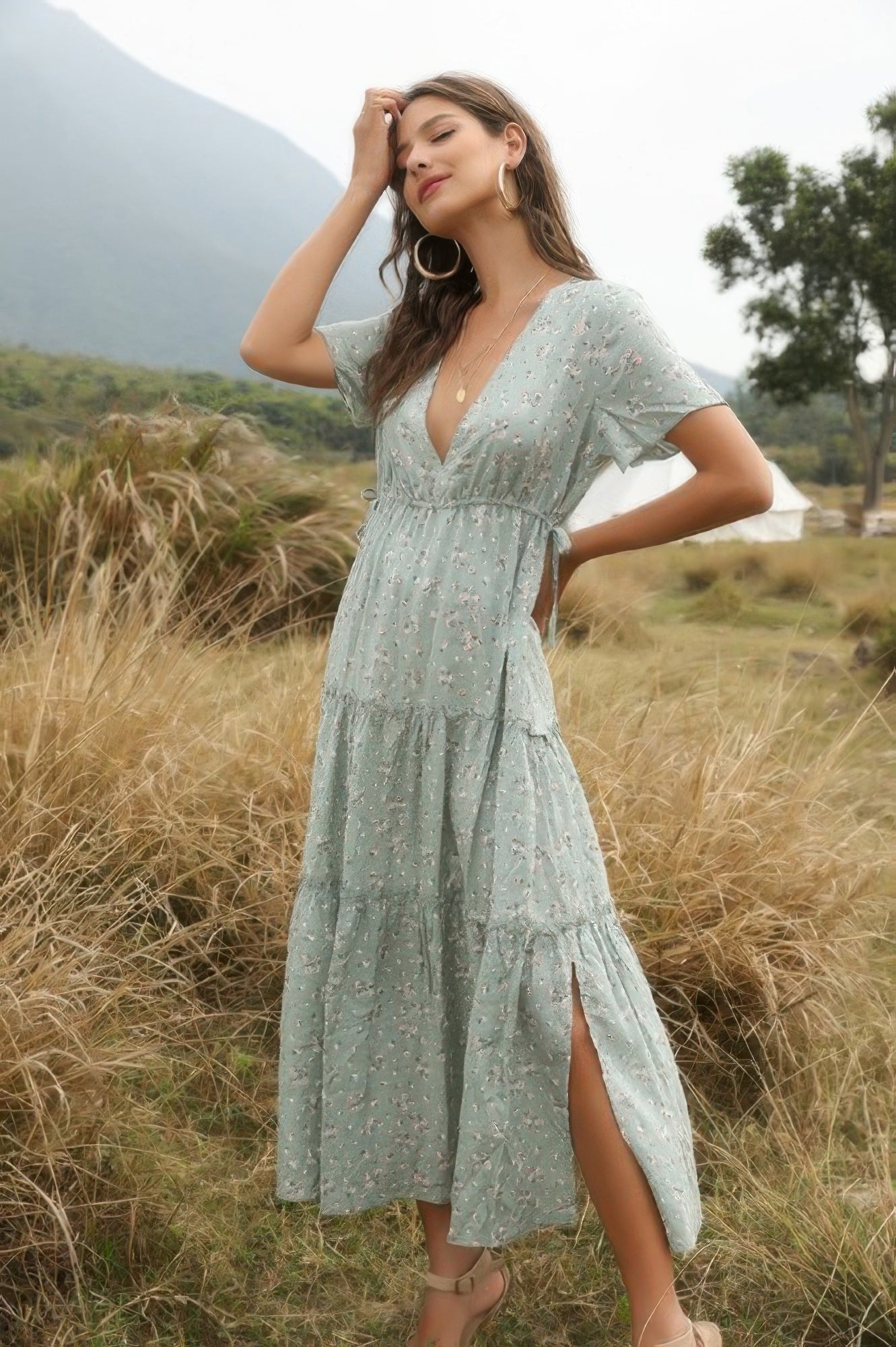 Timeless Femininity V-Neck Floral Maxi Dress