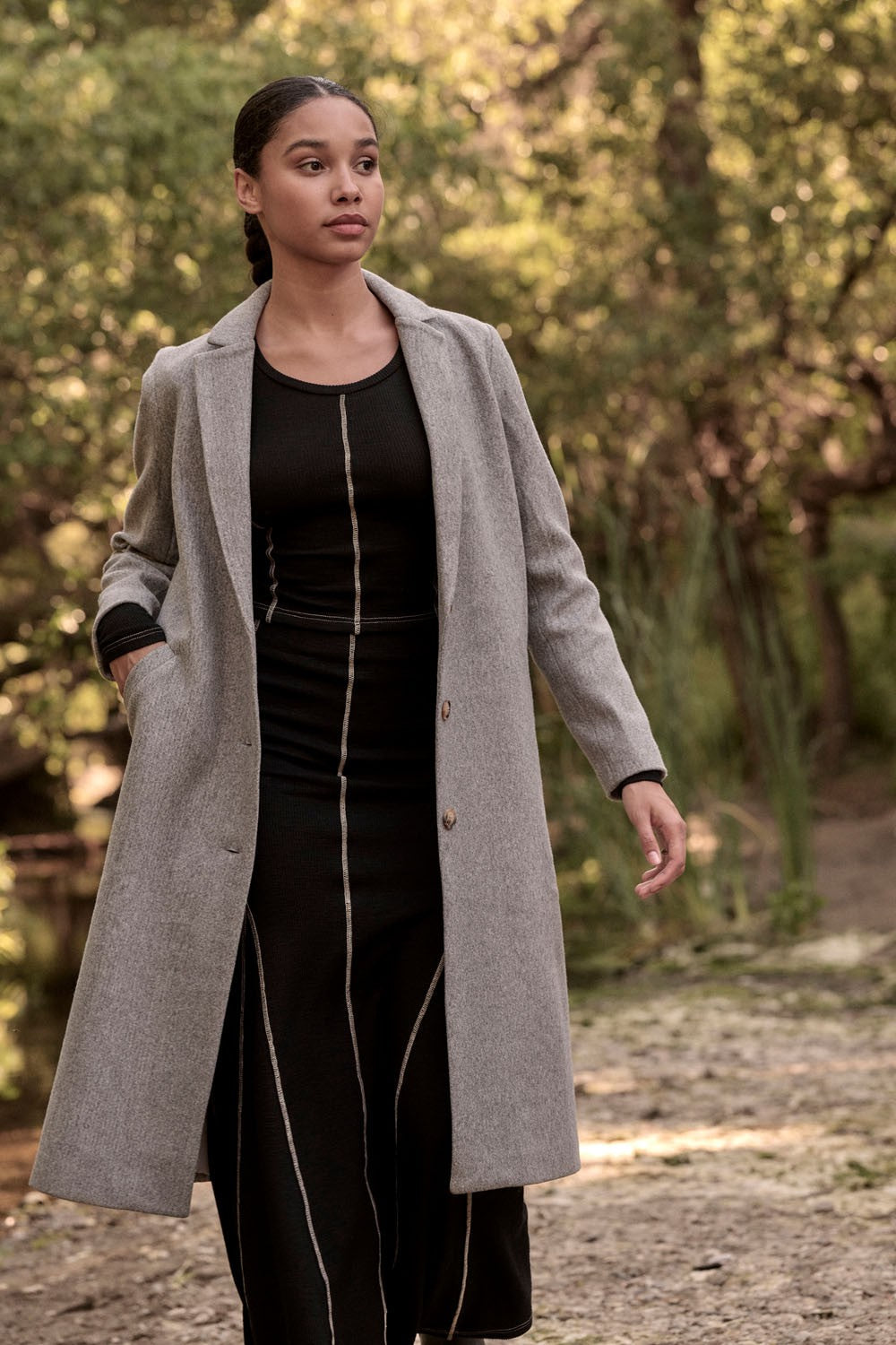 Urban Empress Calf-Length Overcoat - Gray-Avah