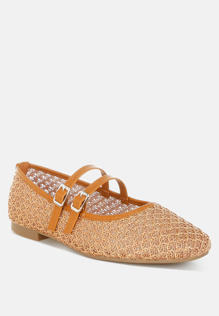 Warena Pin Buckle Strapped Ballerinas-2