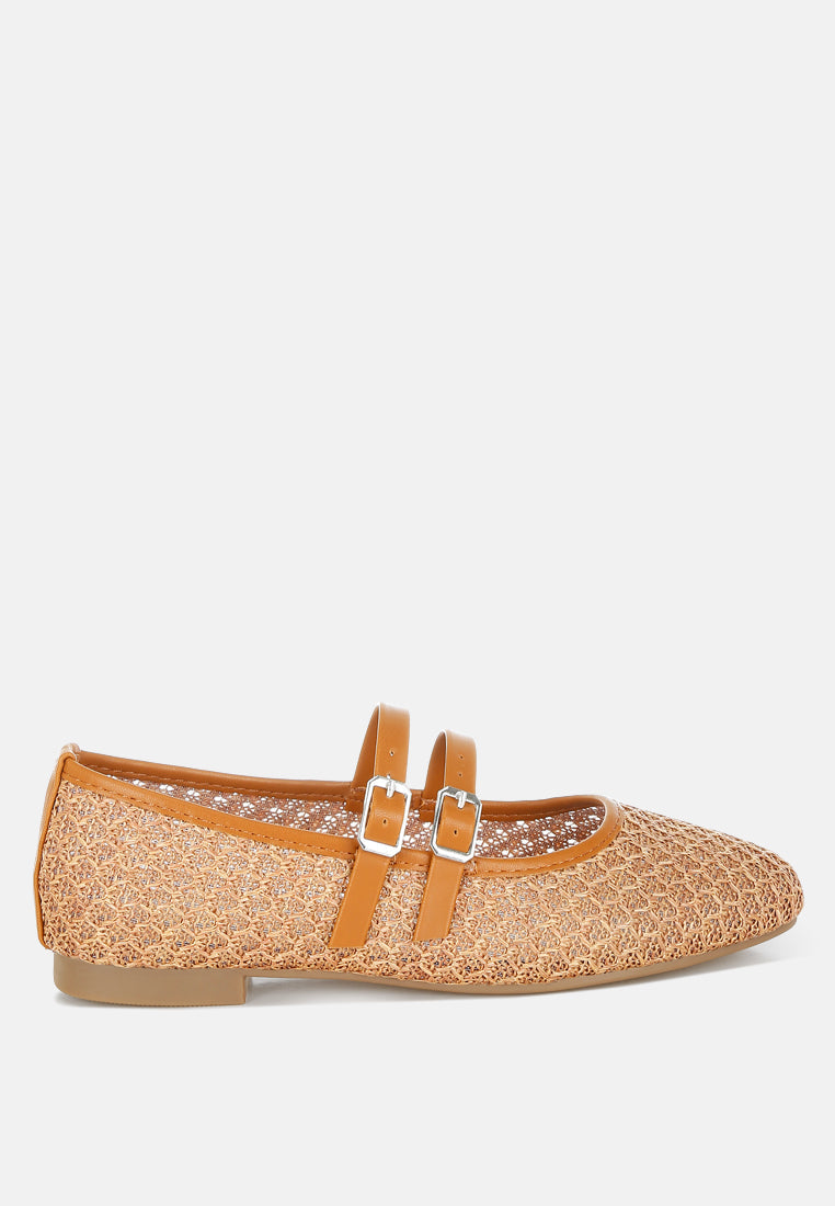 Warena Pin Buckle Strapped Ballerinas-0