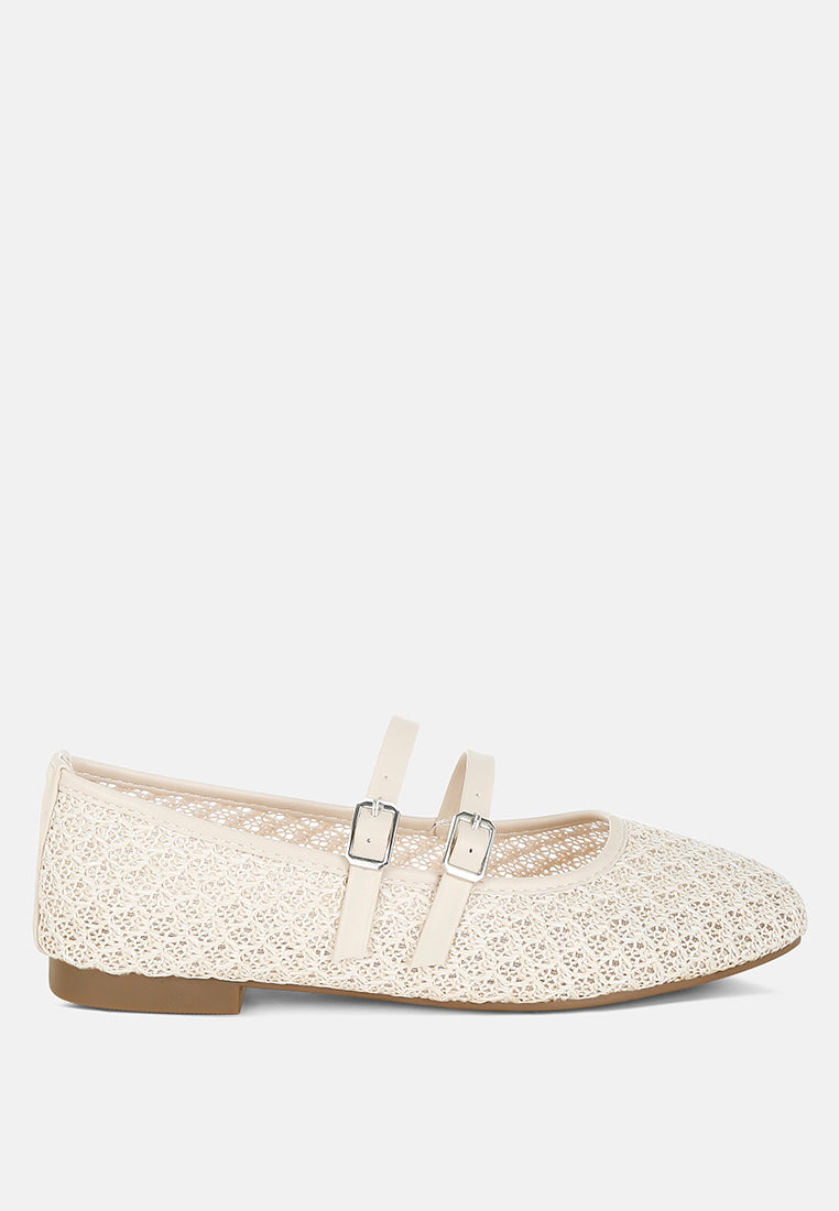 Warena Pin Buckle Strapped Ballerinas-5