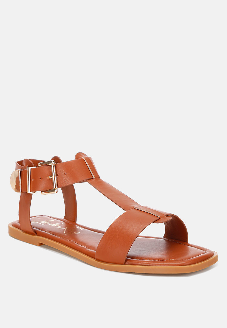 Yumal Buckled Square Toe Flat Sandals-2