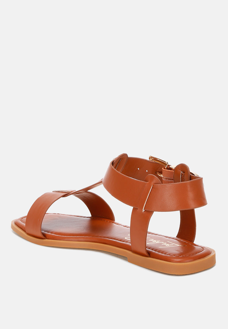 Yumal Buckled Square Toe Flat Sandals-3