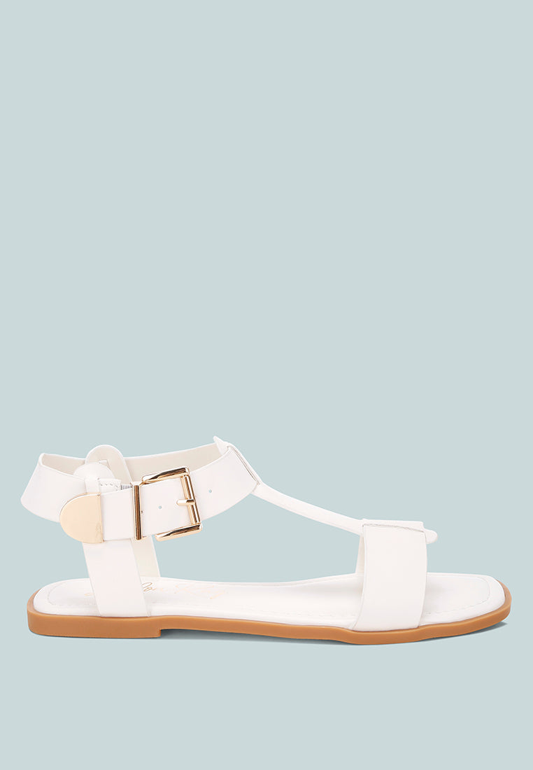 Yumal Buckled Square Toe Flat Sandals-5