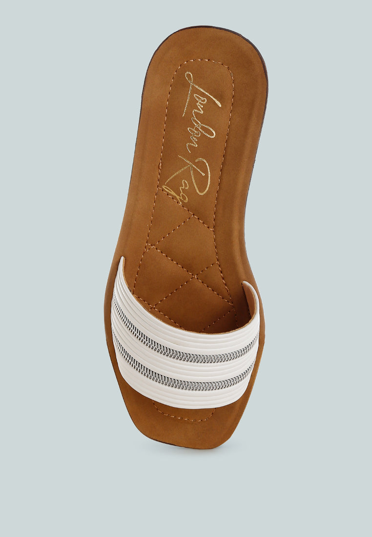 Zosaya Faux Zipper Detail Slip Ons-3