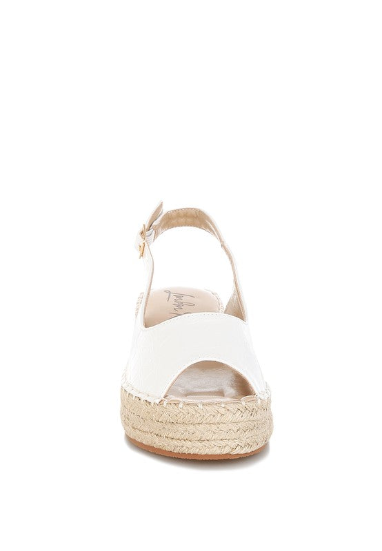 AVAH-Emma Faux Leather Peep Toe Sandals-White