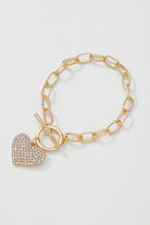 Charm Rhinestone Heart Bracelet Gold-Avah