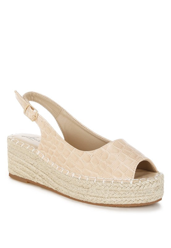 AVAH-Emma Faux Leather Peep Toe Sandals-Beige