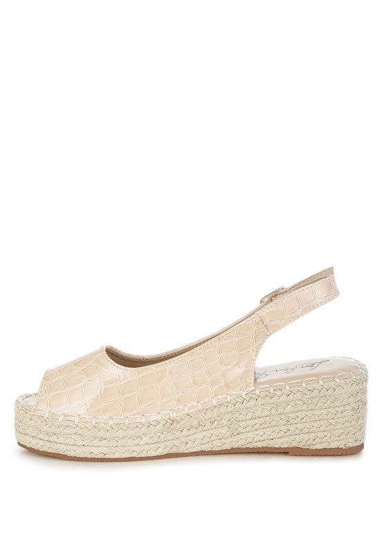 AVAH-Emma Faux Leather Peep Toe Sandals-Beige