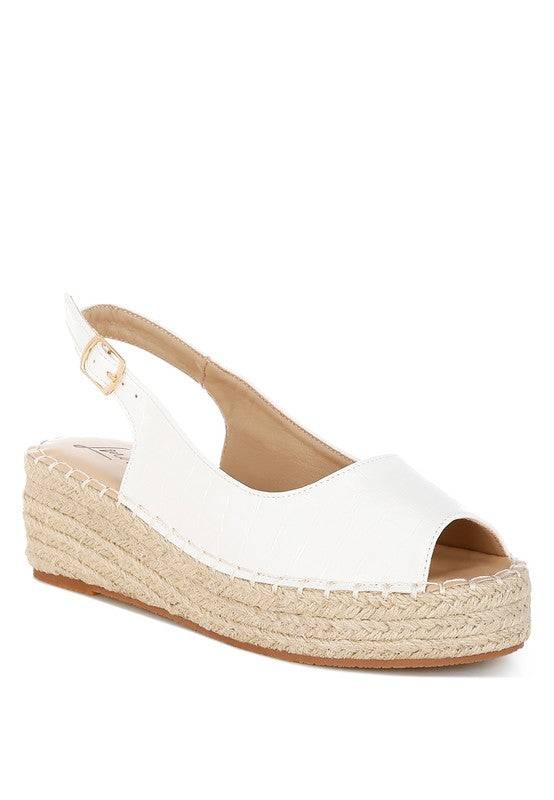 AVAH-Emma Faux Leather Peep Toe Sandals-White