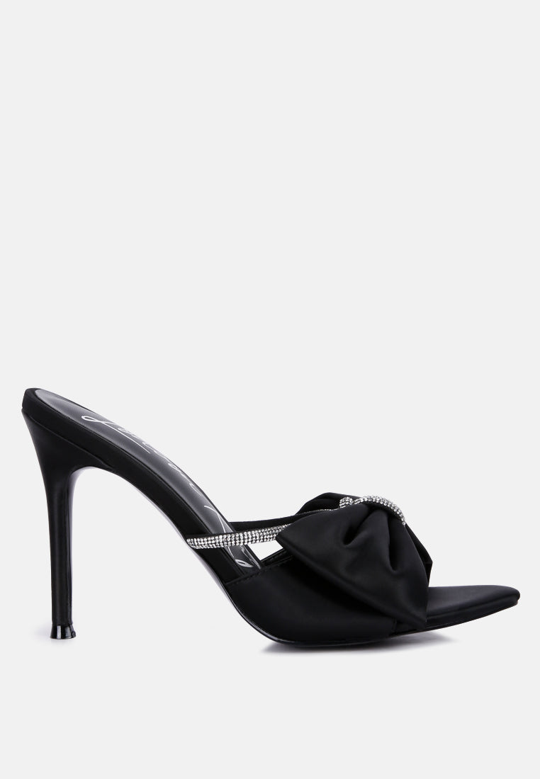 High Tea Rhinestone Bow Embellished Stiletto Sandals-6