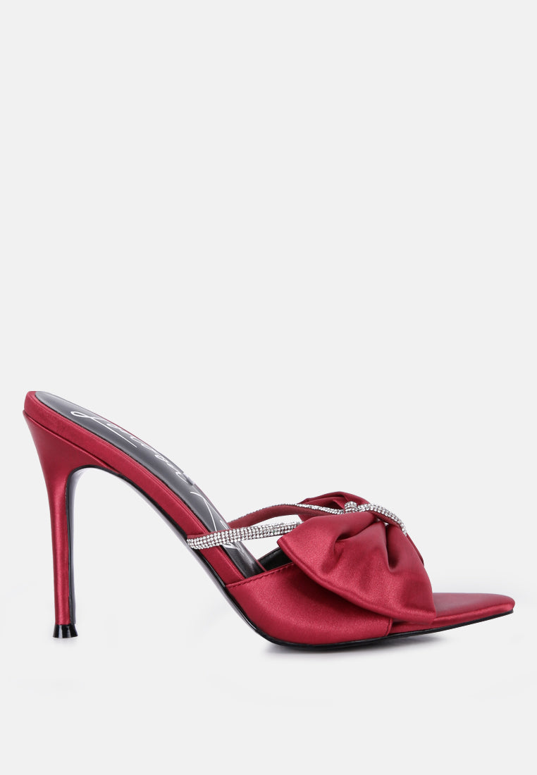 High Tea Rhinestone Bow Embellished Stiletto Sandals-5