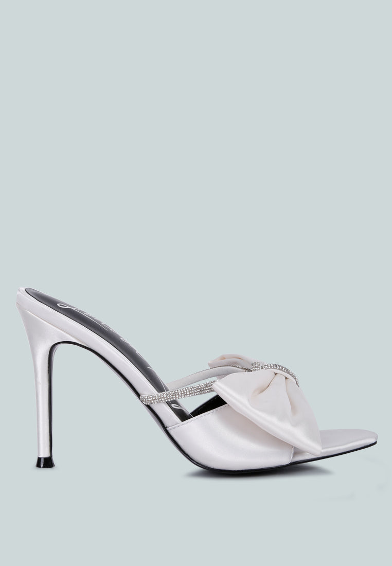 High Tea Rhinestone Bow Embellished Stiletto Sandals-0