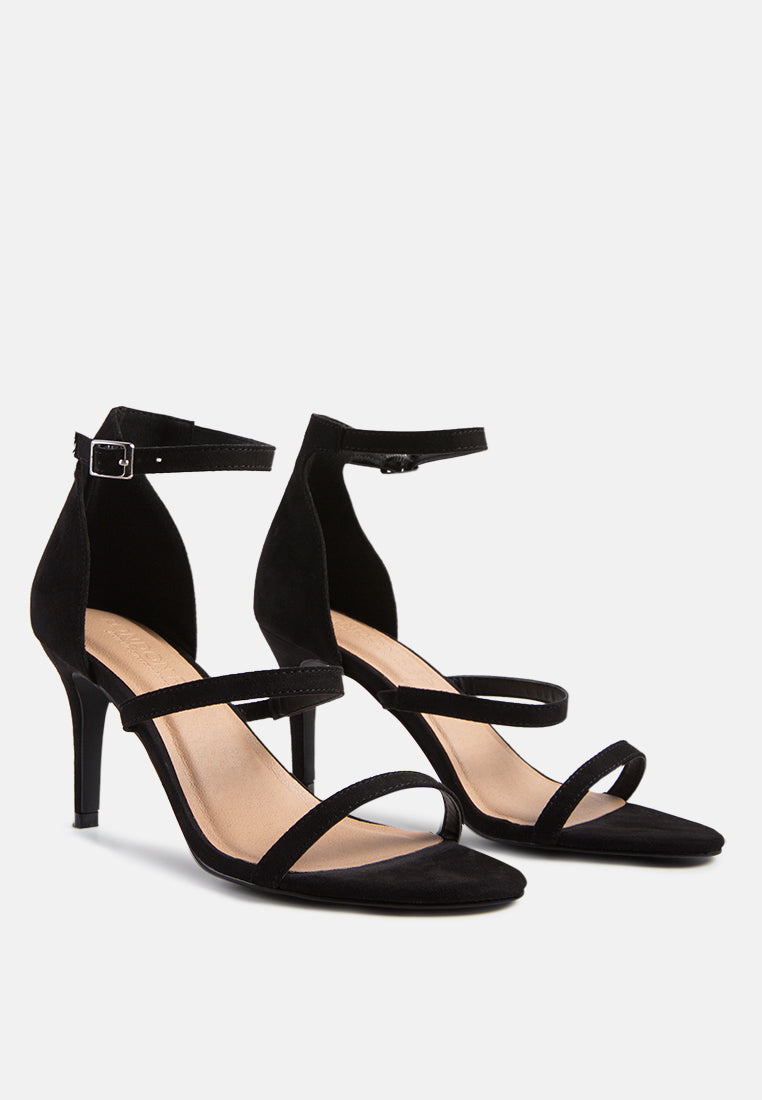 Black strappy Ankle Strap Mid-Heel Sandal