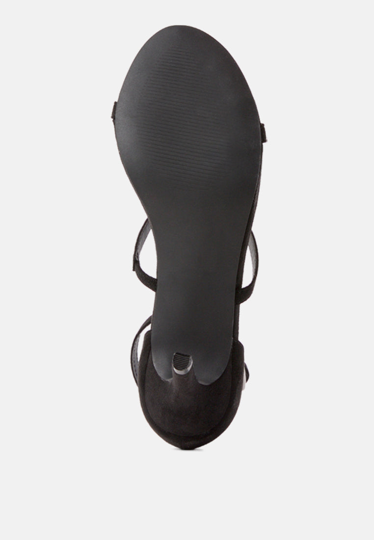 Black strappy Ankle Strap Mid-Heel Sandal