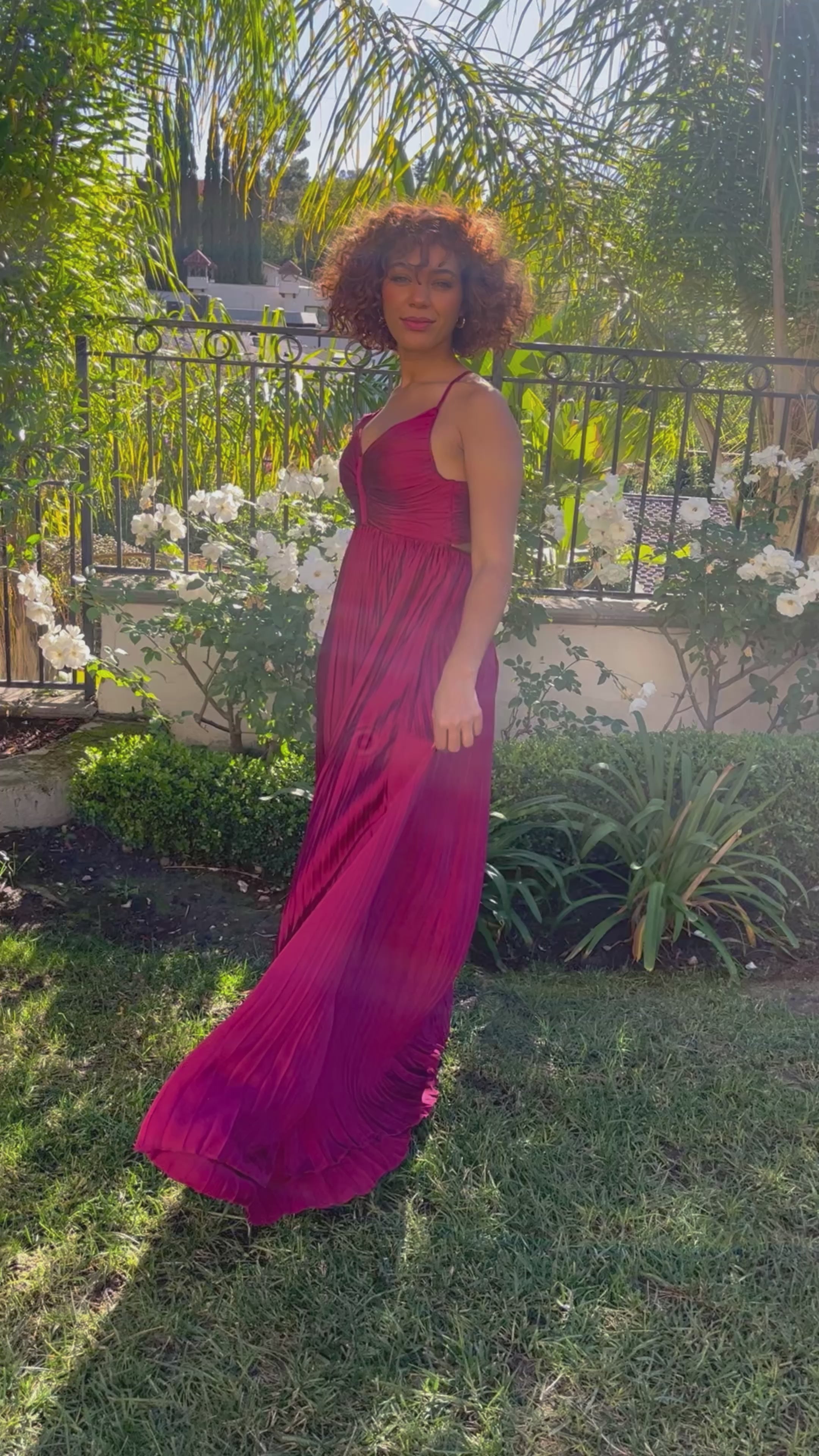 Dreaming a Dream Pleated Wine Maxi Dress-AVAH