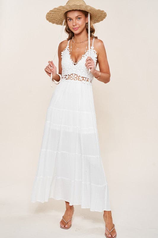 So In Love Crochet Maxi Dress - Mocha or White-Avah Couture